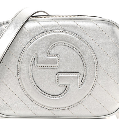 Gucci Metallic Sakai Be Green Calfskin Diagonal Stitched Small Blondie Shoulder Bag Silver 8 of 10