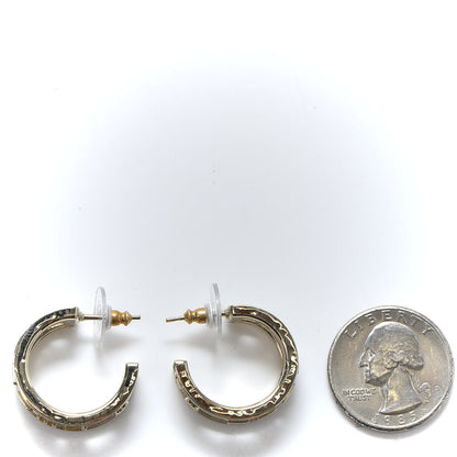 Chanel Metal Crystal Bow-tiful CC Hoop Earrings Gold 2 of 5