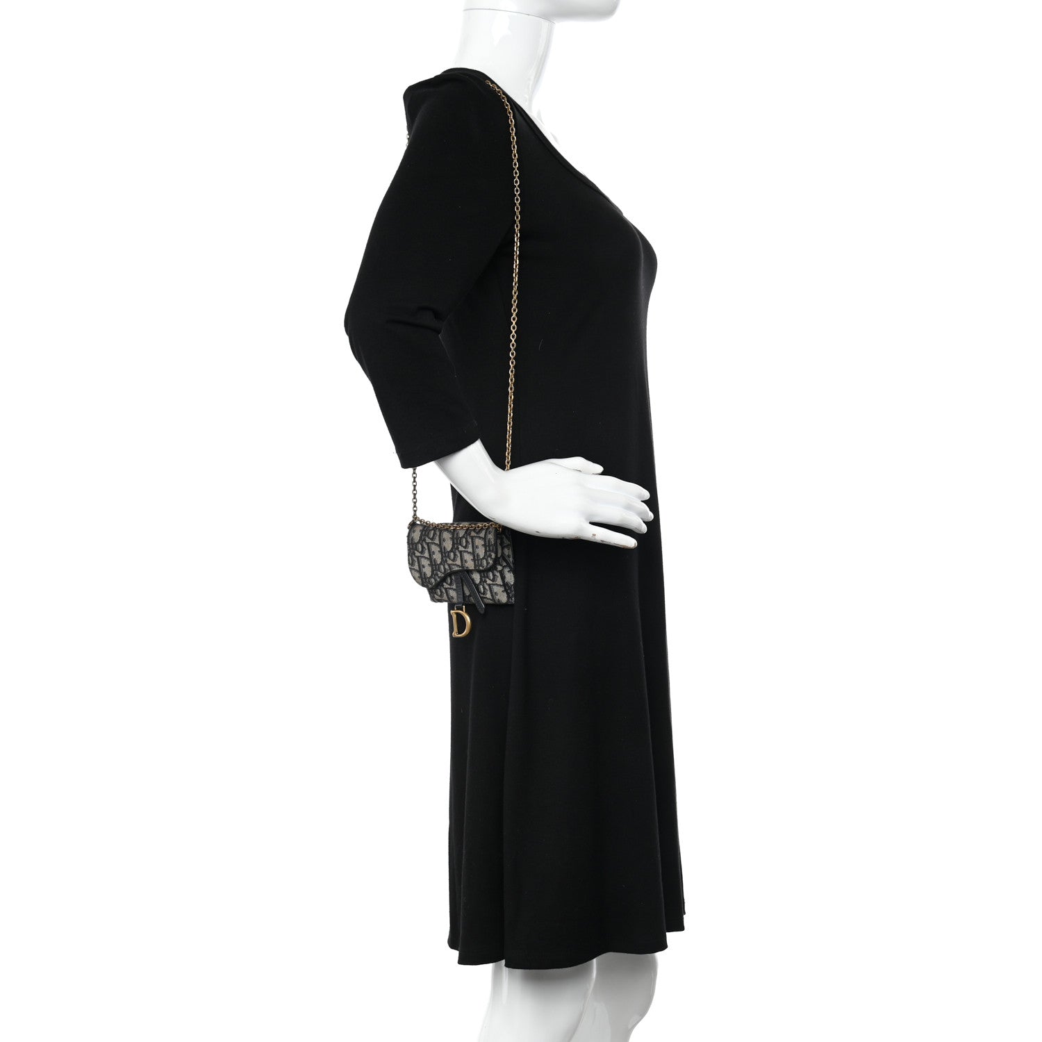 Christian Dior Oblique Nano Saddle Chain Pouch Blue 3 of 8