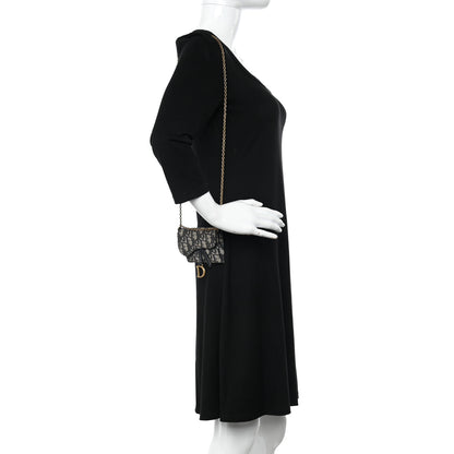 Christian Dior Oblique Nano Saddle Chain Pouch Blue 3 of 8