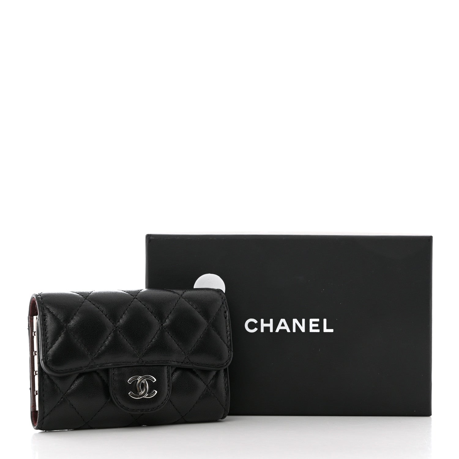Chanel Lambskin Quilted 4 Key Holder Black 10 of 10