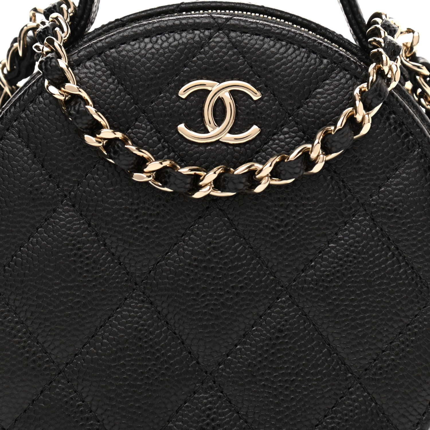 Chanel Caviar Quilted Round Handle With Care Vanity With Chain Black 10 of 14