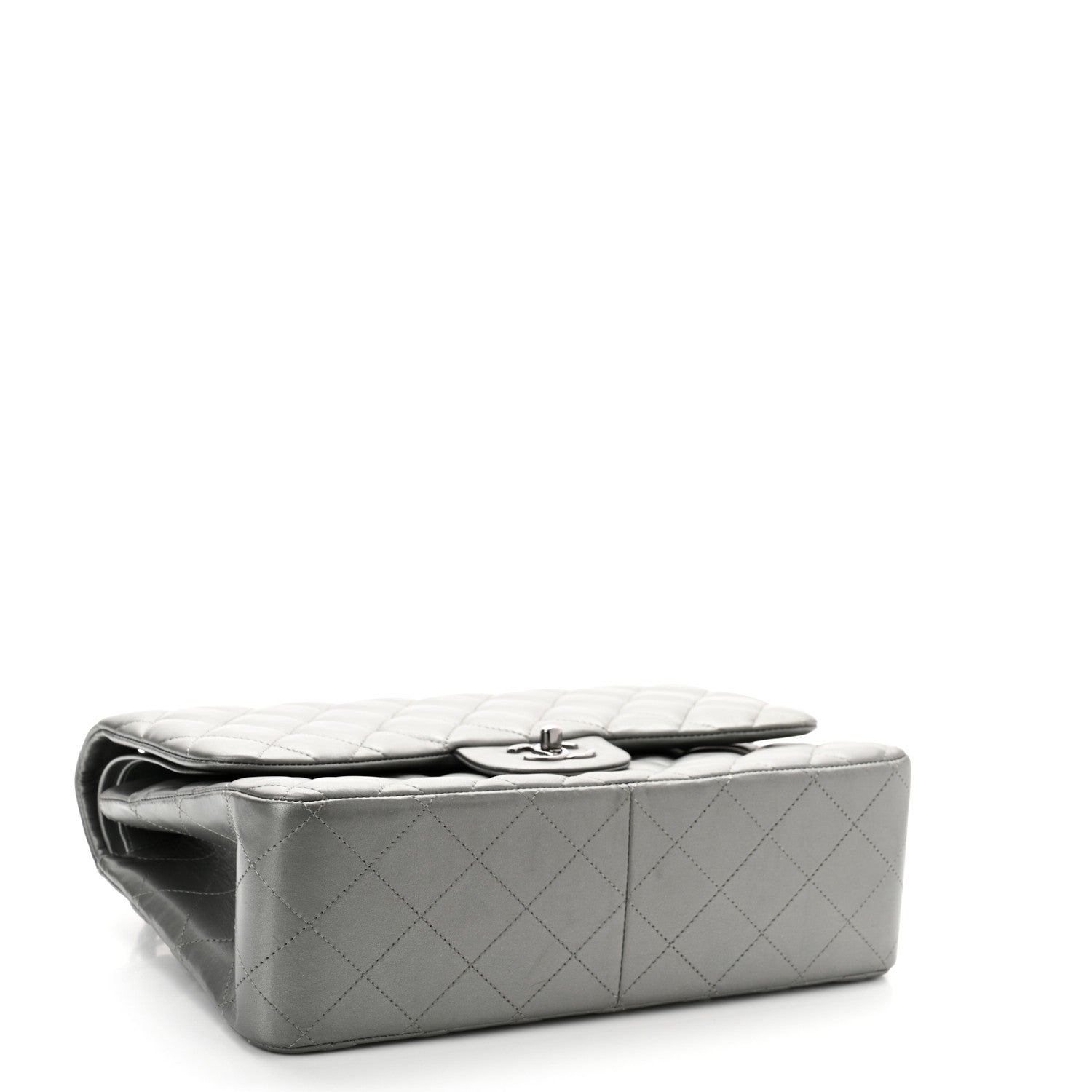 Chanel Metallic Calfskin Quilted Jumbo Double Flap Silver 3 of 14