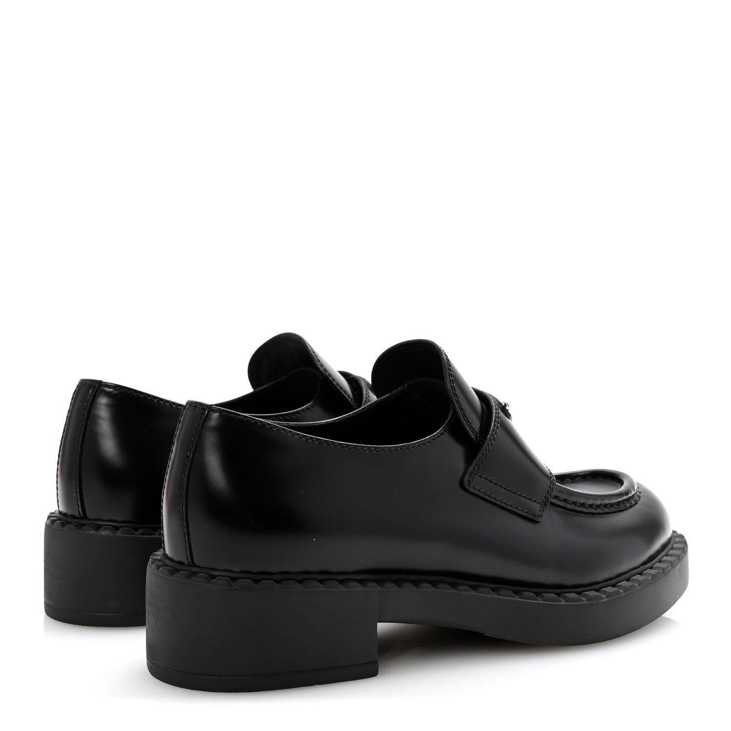 Prada Spazzolato Metal Triangle Logo 50mm Loafers 36.5 Black 5 of 10