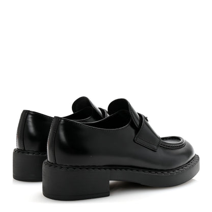Prada Spazzolato Metal Triangle Logo 50mm Loafers 36.5 Black 5 of 10