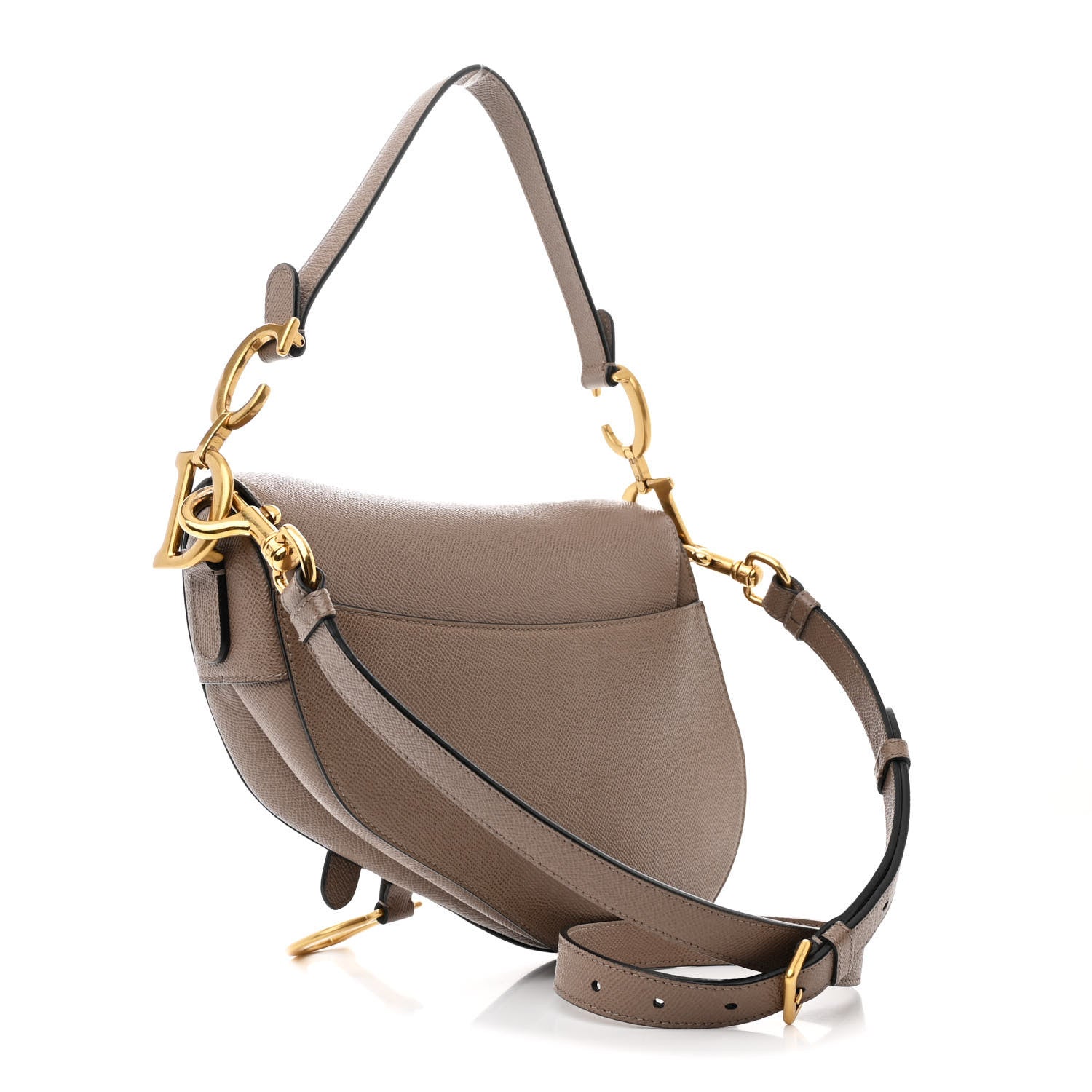 Christian Dior Grained Calfskin Saddle Bag With Strap Taupe 3 of 12