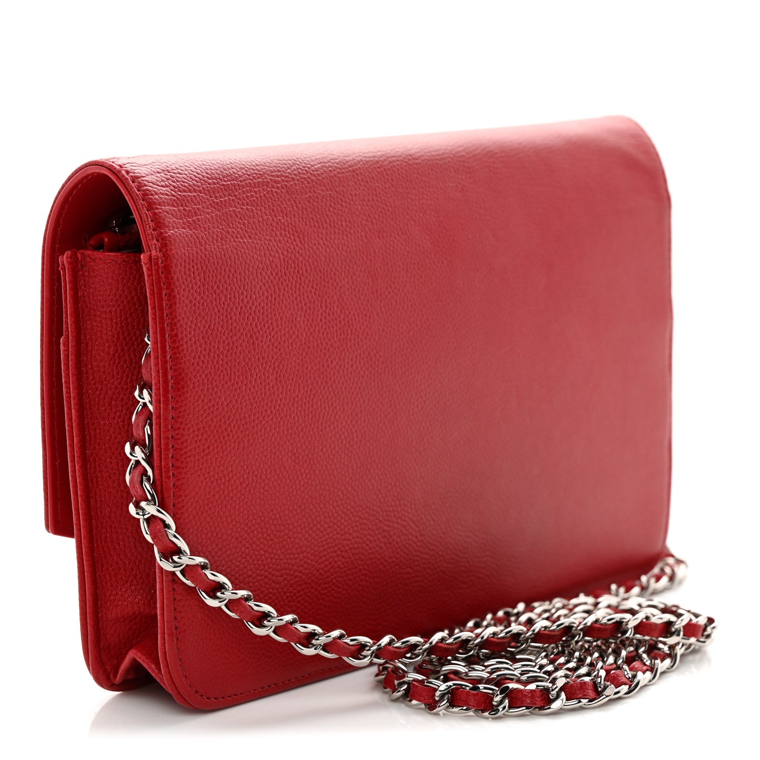 Chanel Caviar Sevruga Wallet on Chain WOC Red 2 of 12