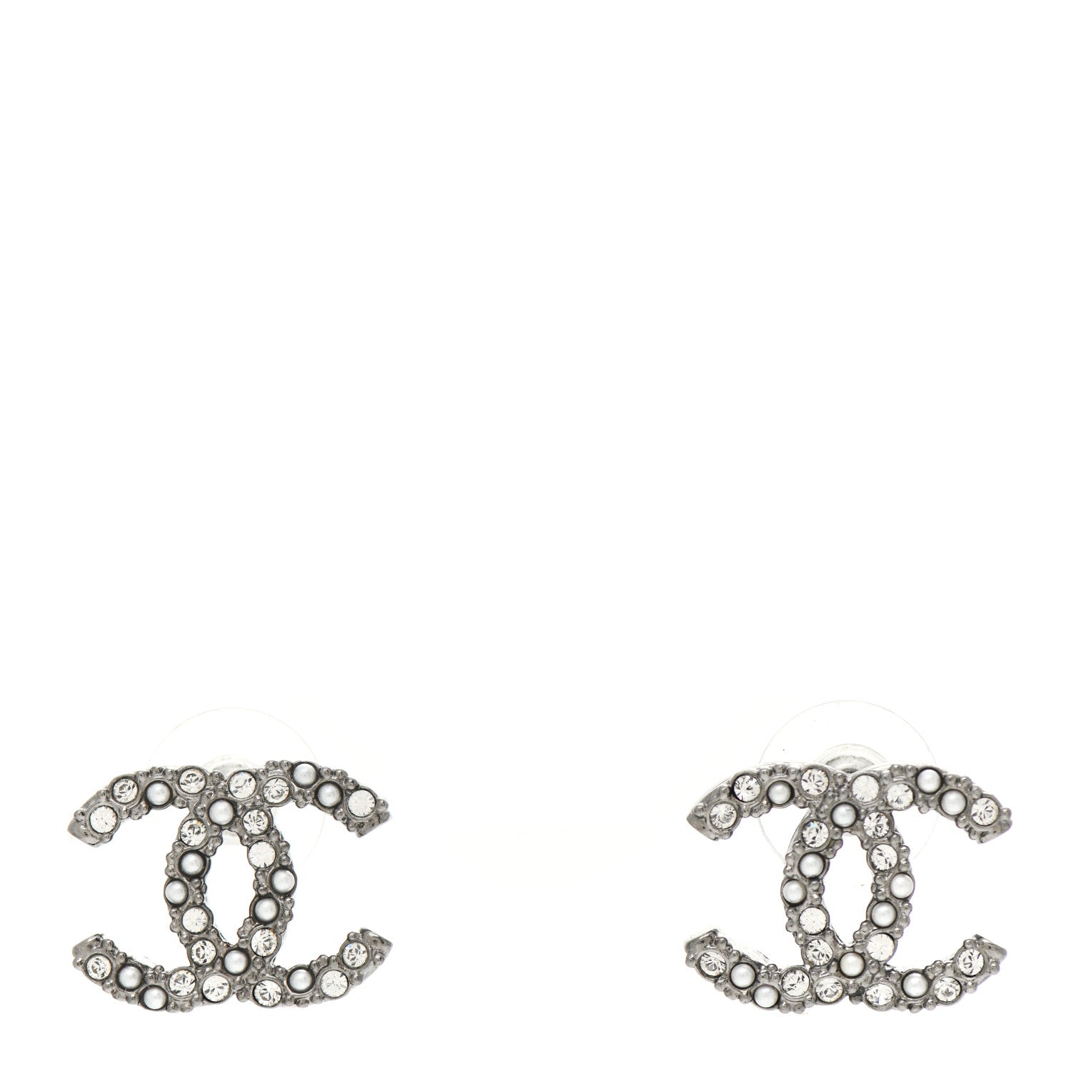 Chanel Ruthenium Crystal Pearl Caviar Earrings 1 of 4