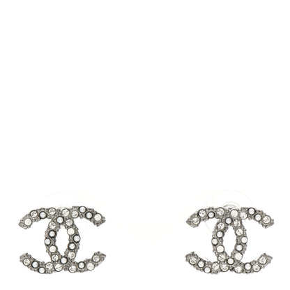 Chanel Ruthenium Crystal Pearl Caviar Earrings 1 of 4