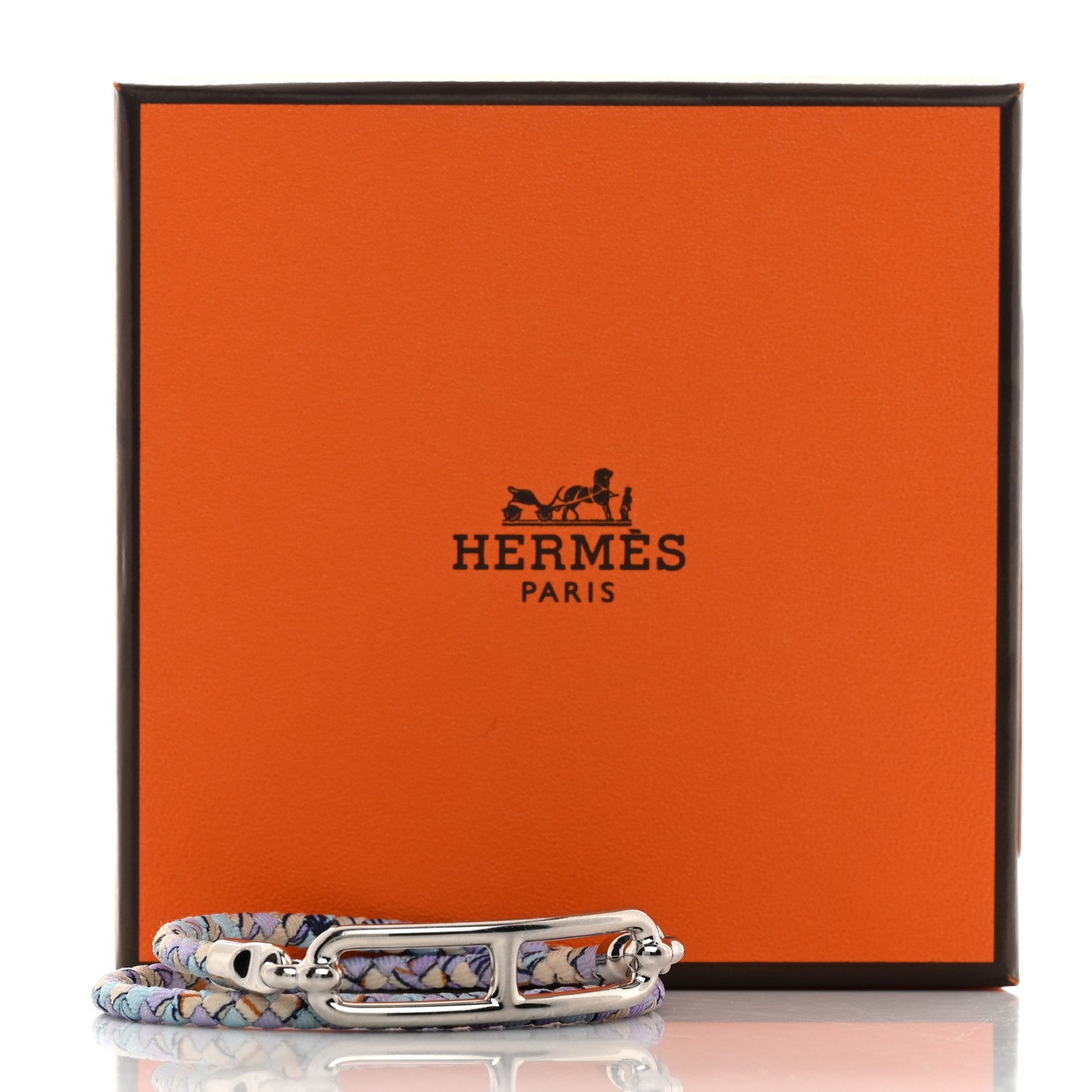 Hermes Silk Printed Astrologie Nouvelle Roulis Double Tour Bracelet T2 Lilas 5 of 5