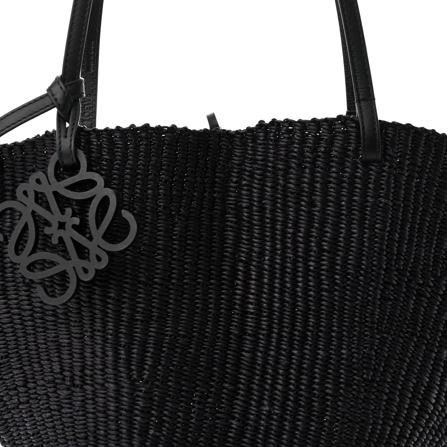 Loewe Calfskin Raffia Small Anagram Basket Tote Bag Black 6 of 8