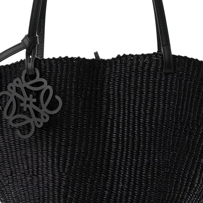 Loewe Calfskin Raffia Small Anagram Basket Tote Bag Black 6 of 8