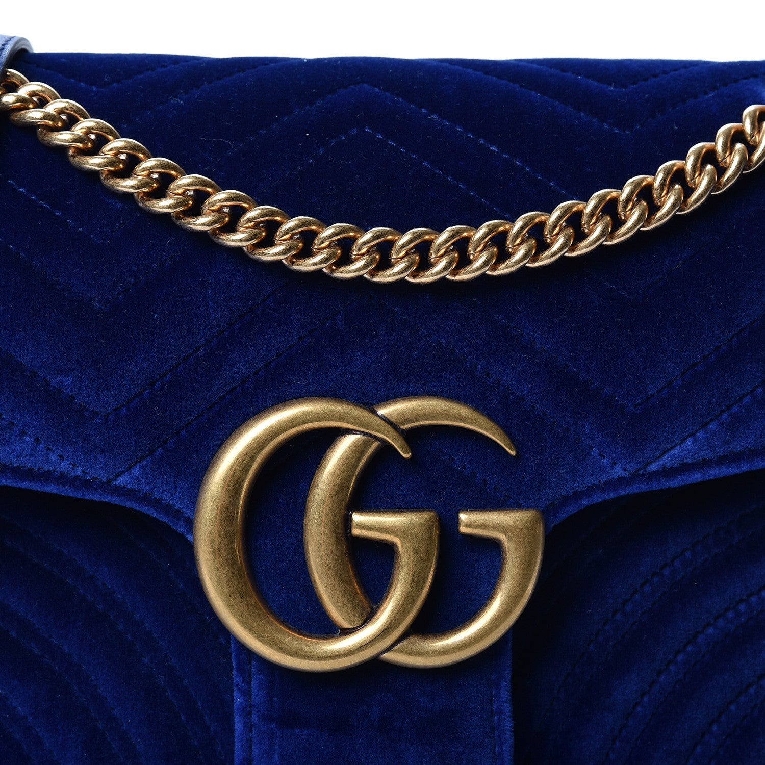 Gucci Velvet Matelasse Medium GG Marmont Shoulder Bag Cobalt Blue 7 of 9