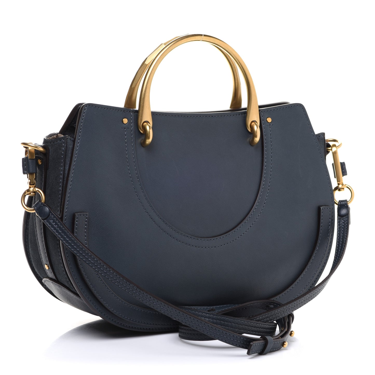 Calfskin Suede Medium Pixie Shoulder Bag Silver Blue