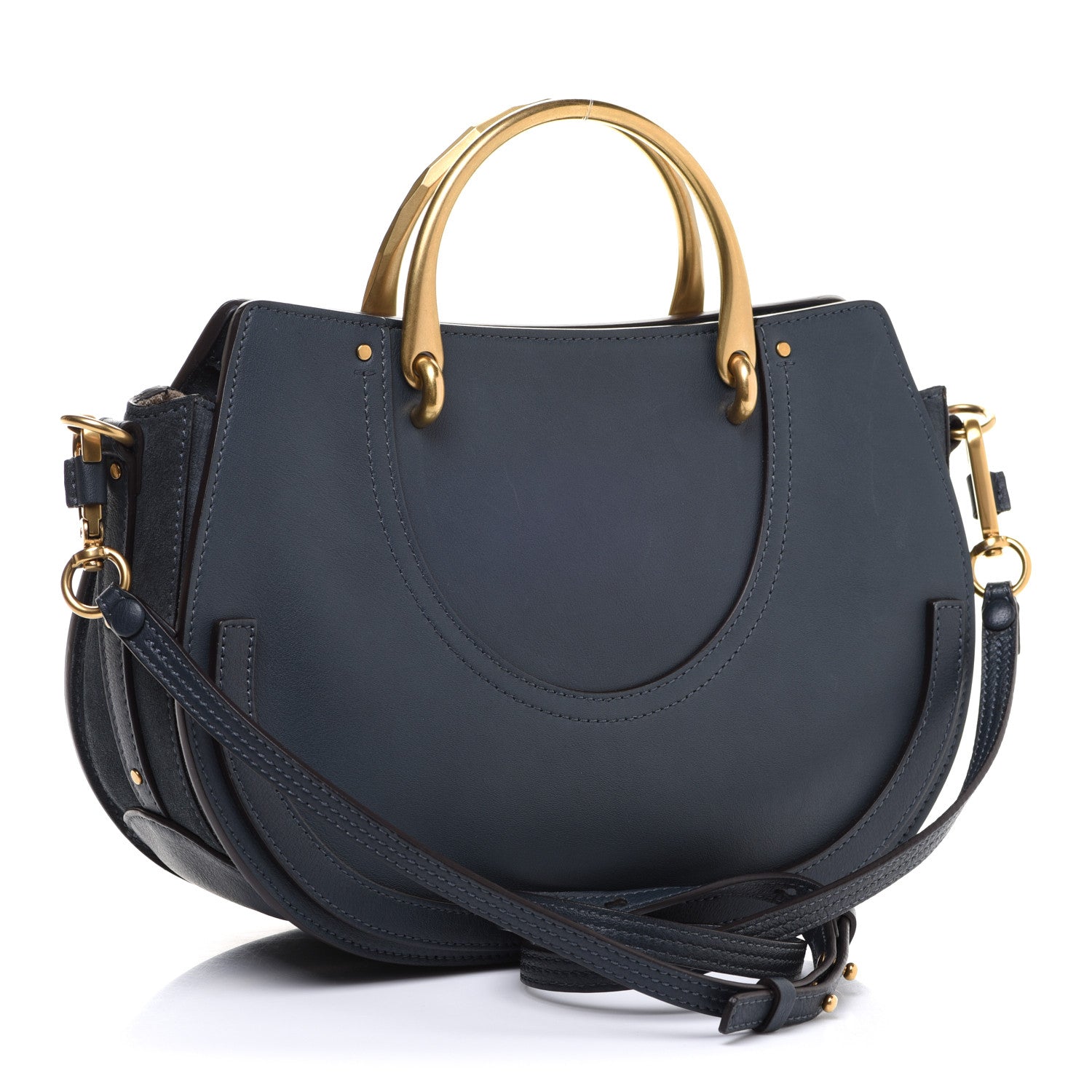 Chloe Calfskin Suede Medium Pixie Shoulder Bag Silver Blue 3 of 10