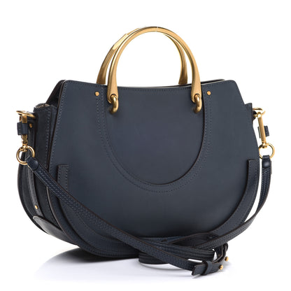 Chloe Calfskin Suede Medium Pixie Shoulder Bag Silver Blue 3 of 10