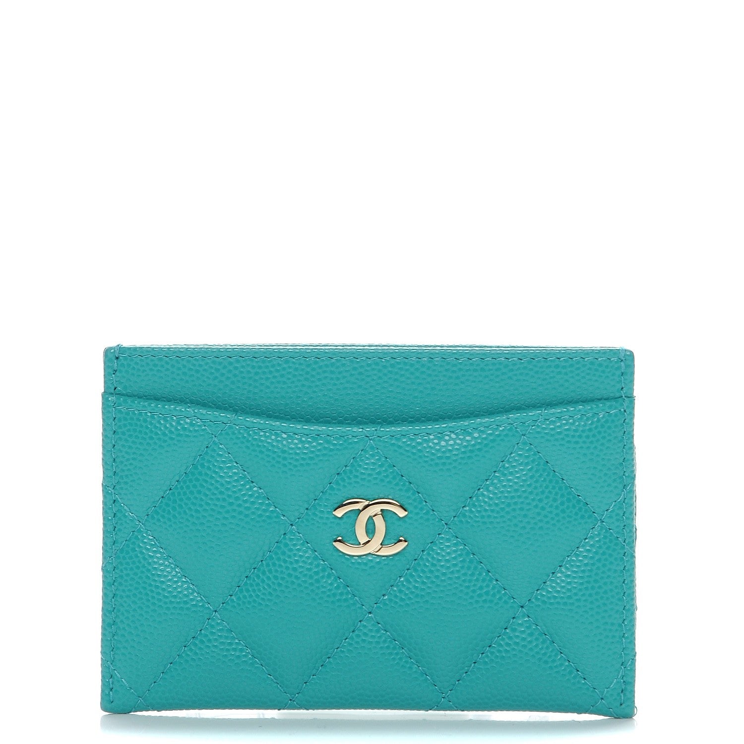 Chanel Caviar Quilted Card Holder Turquoise 1 of 8