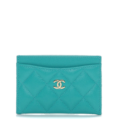 Chanel Caviar Quilted Card Holder Turquoise 1 of 8