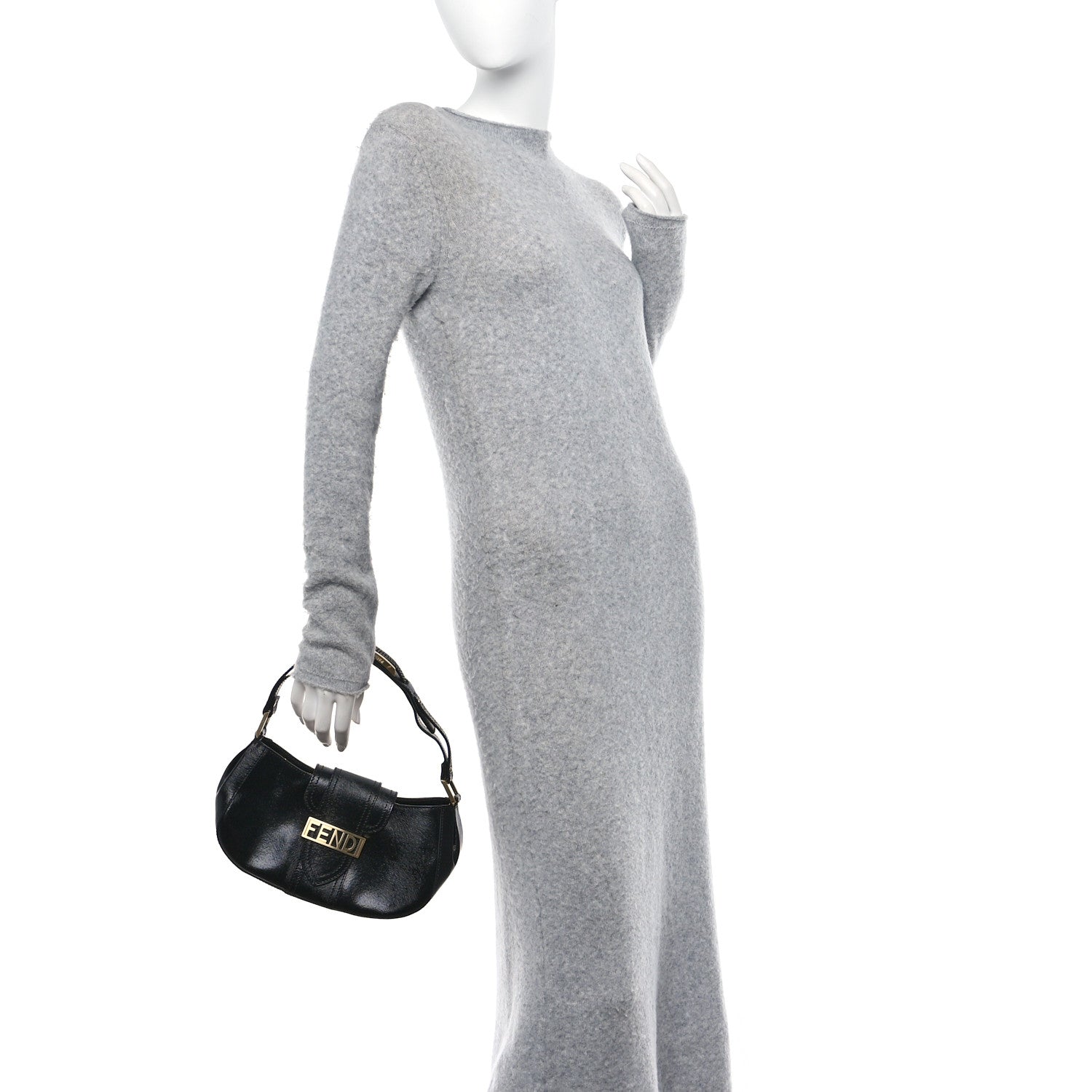 Fendi Patent Stamp Calfskin Shadow Shoulder Bag Black 2 of 11