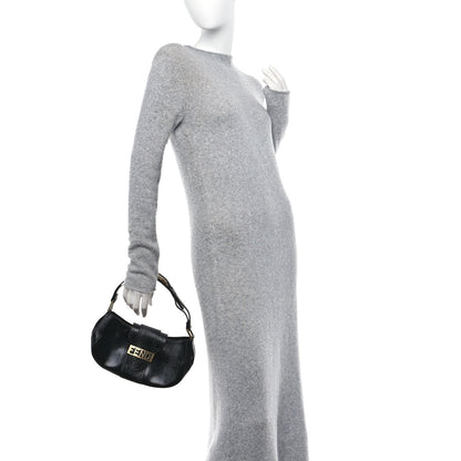 Fendi Patent Stamp Calfskin Shadow Shoulder Bag Black 2 of 11