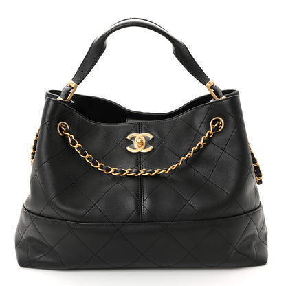 Chanel Calfskin Quilted Small Coco Base Shopping Bag Black 1 of 10