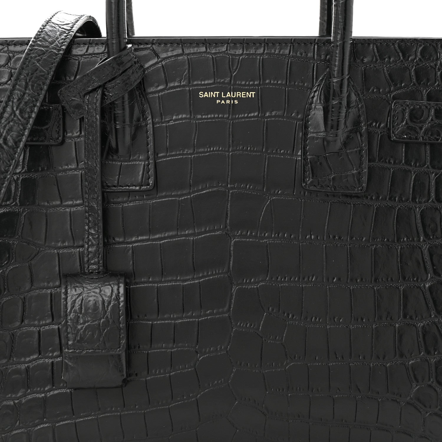 Saint Laurent Calfskin Crocodile Embossed Baby Sac De Jour Black 8 of 10