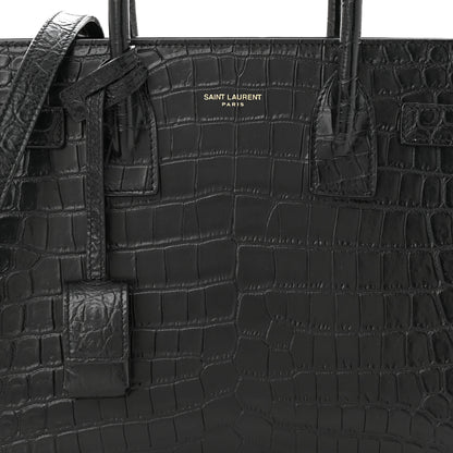 Saint Laurent Calfskin Crocodile Embossed Baby Sac De Jour Black 8 of 10