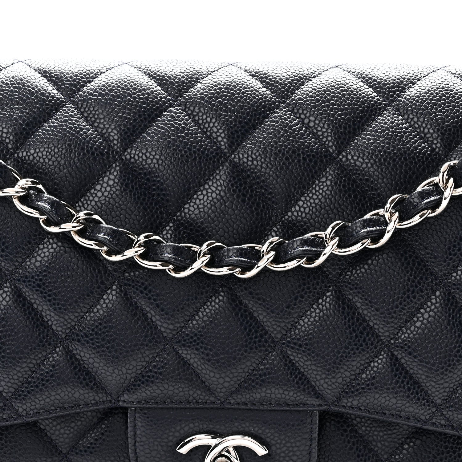 Chanel Caviar Quilted Jumbo Double Flap Navy Blue Navy Blue 8 of 10