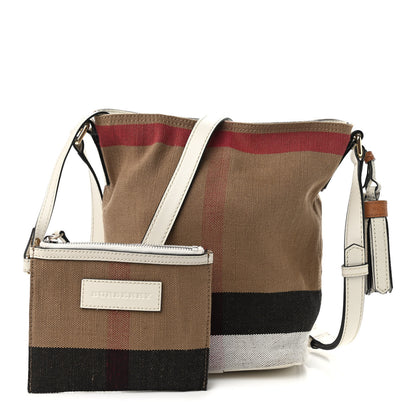 Burberry Canvas Mega Check Mini Ashby Tassel Crossbody White 1 of 9