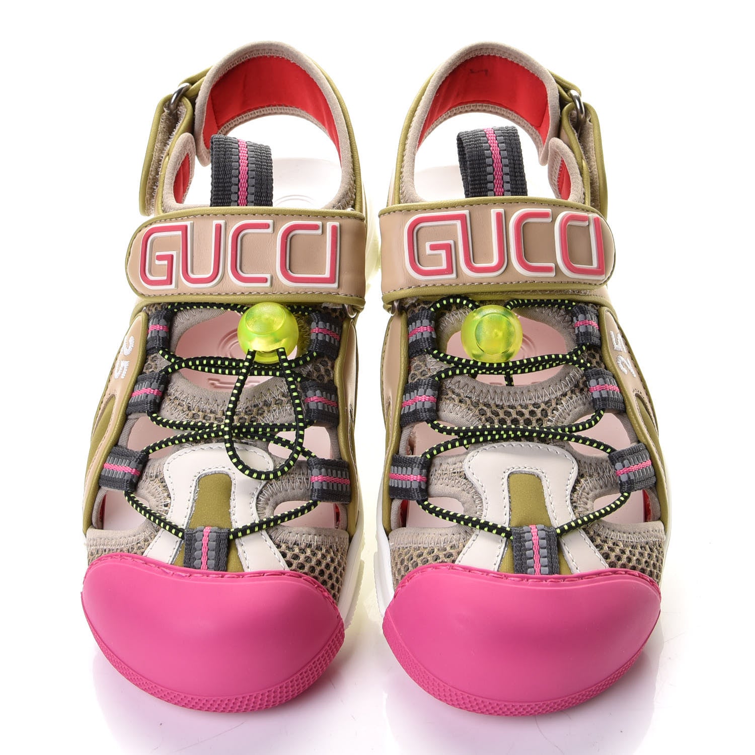 Gucci Mesh Fabric Tinsel Sport Sandals 35.5 Loess Sand Box Pink 5 of 7