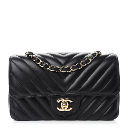 Chanel Lambskin Chevron Quilted Mini Rectangular Flap Black 1 of 11
