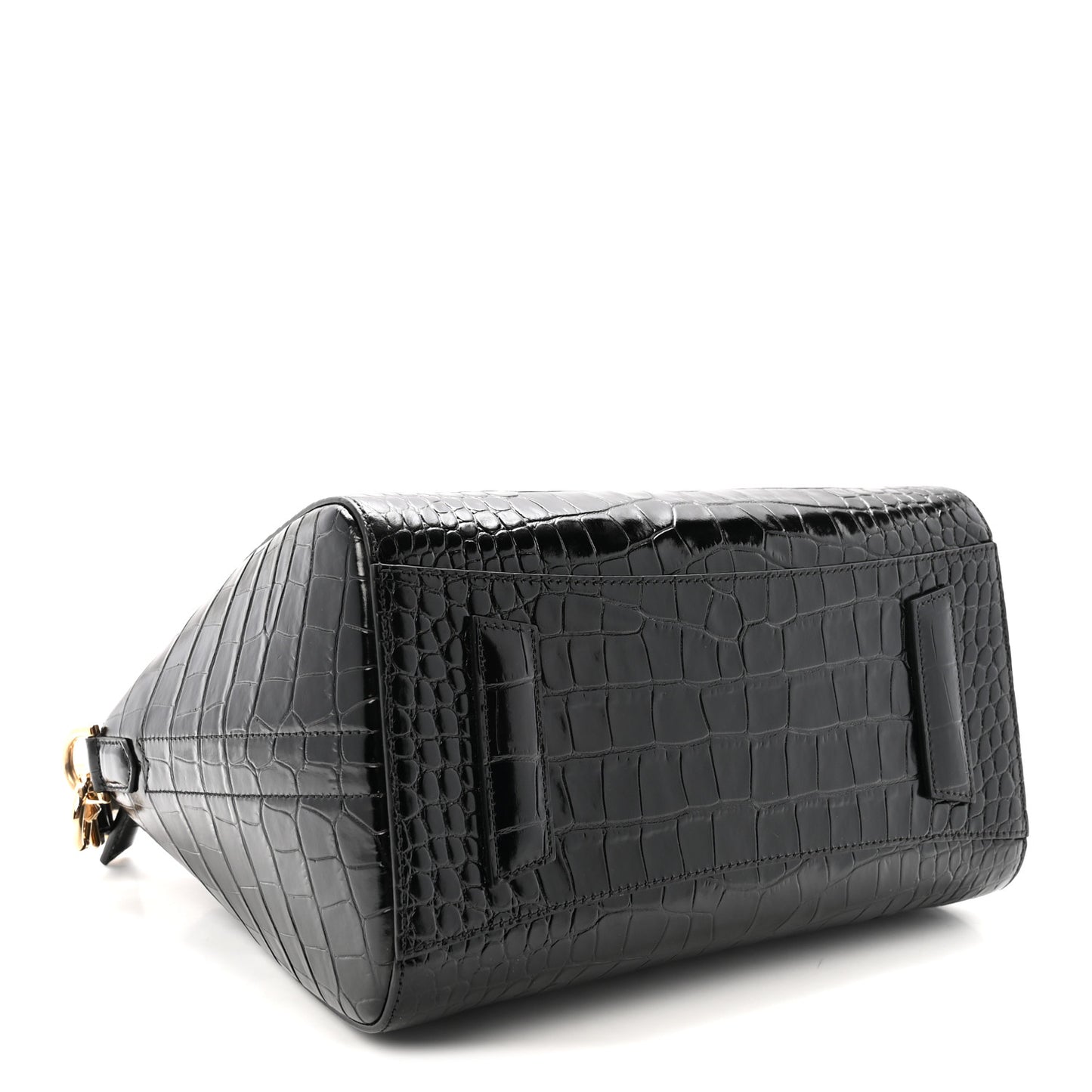 Calfskin Crocodile Embossed Small Antigona Black