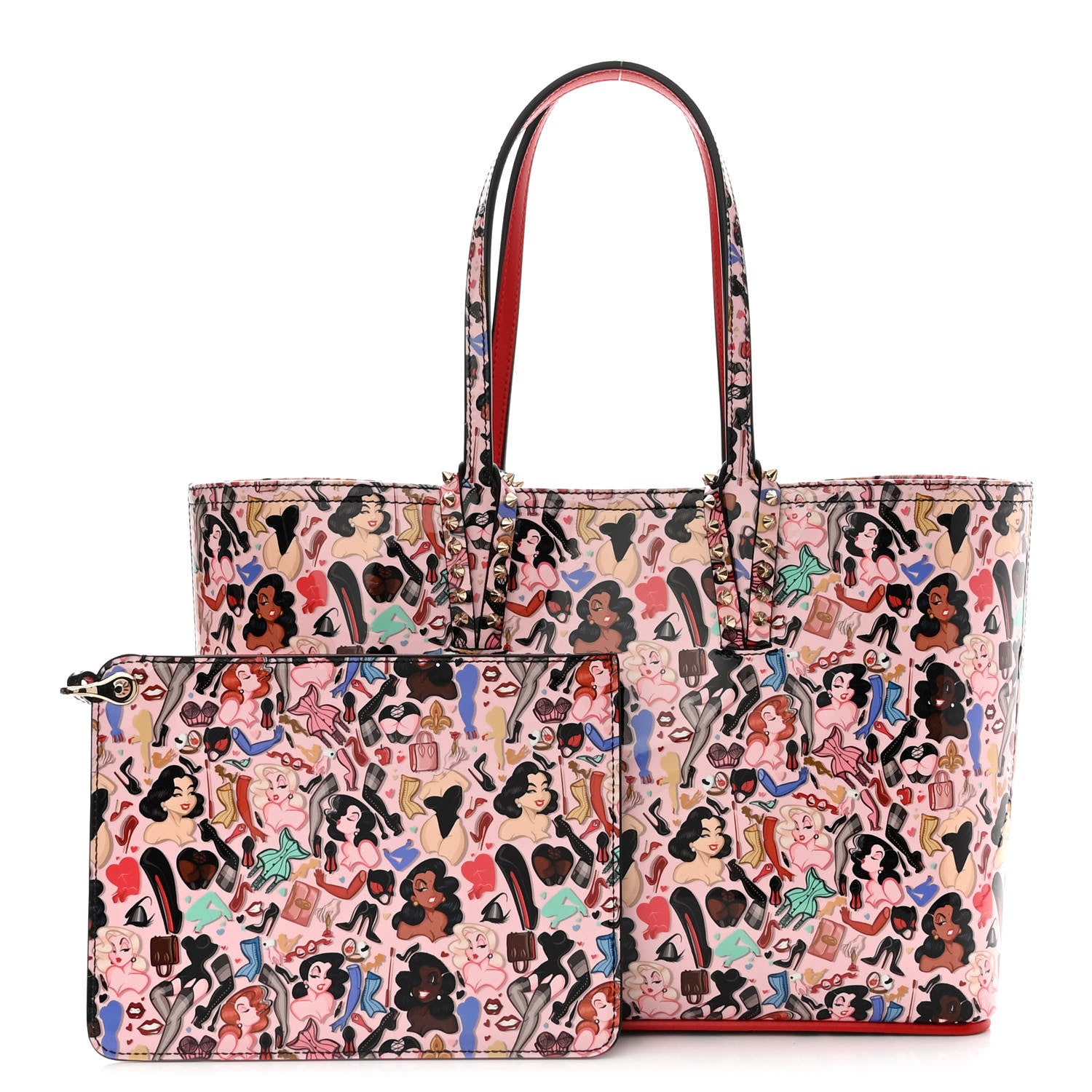 Christian Louboutin Patent Calfskin Small Dita Cabata Tote Red 1 of 11