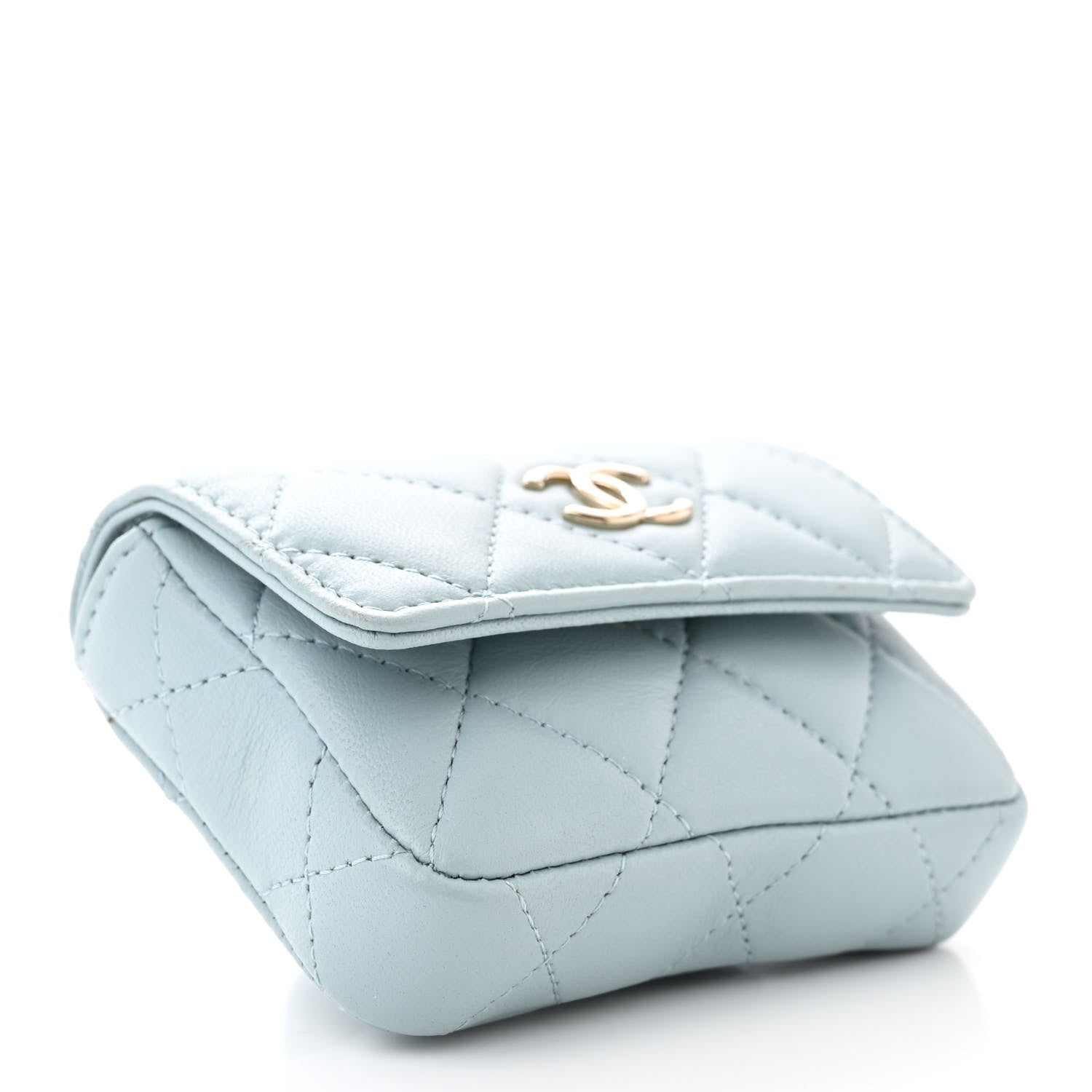 Chanel Lambskin Quilted Pearl Chain Belt Bag Light Blue 4 of 11
