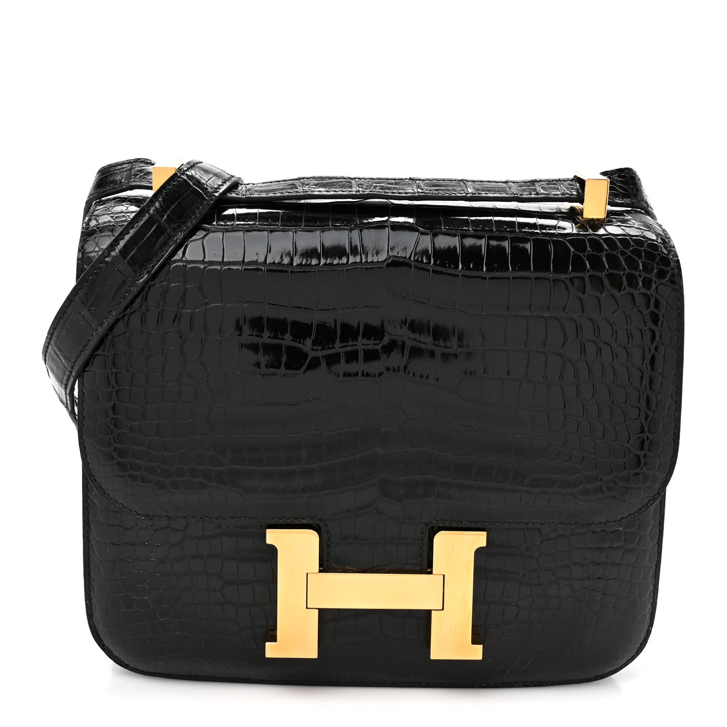 Hermes Shiny Porosus Crocodile Constance 24 Black 1 of 13