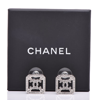 Chanel Crystal CC Earrings Silver 5 of 5