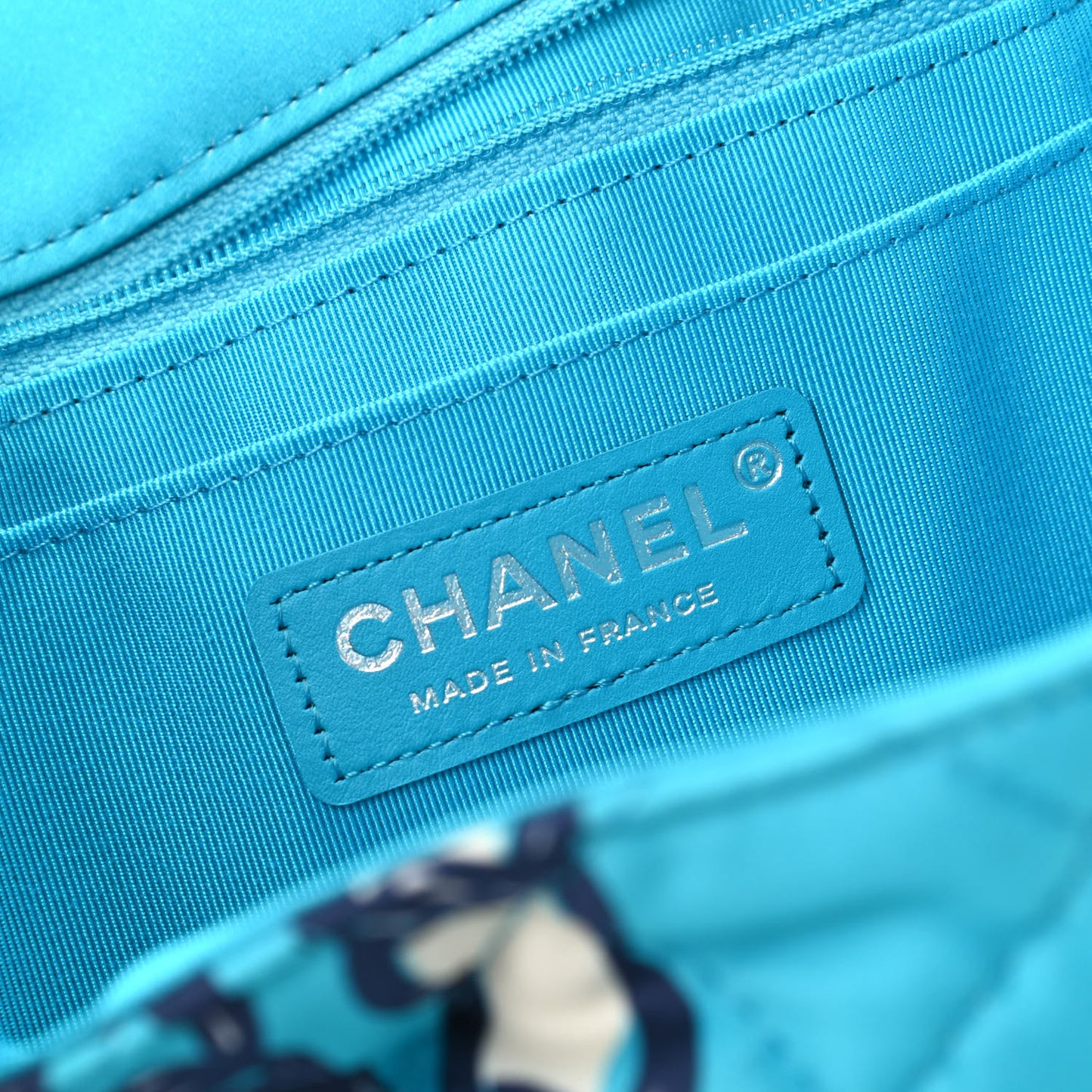 Silk Chain Printed Medium Single Flap Blue