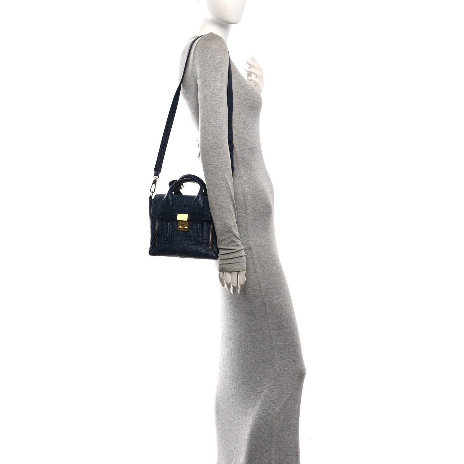 3.1 Phillip Lim Textured Calfskin Mini Pashli Satchel Ink 2 of 10
