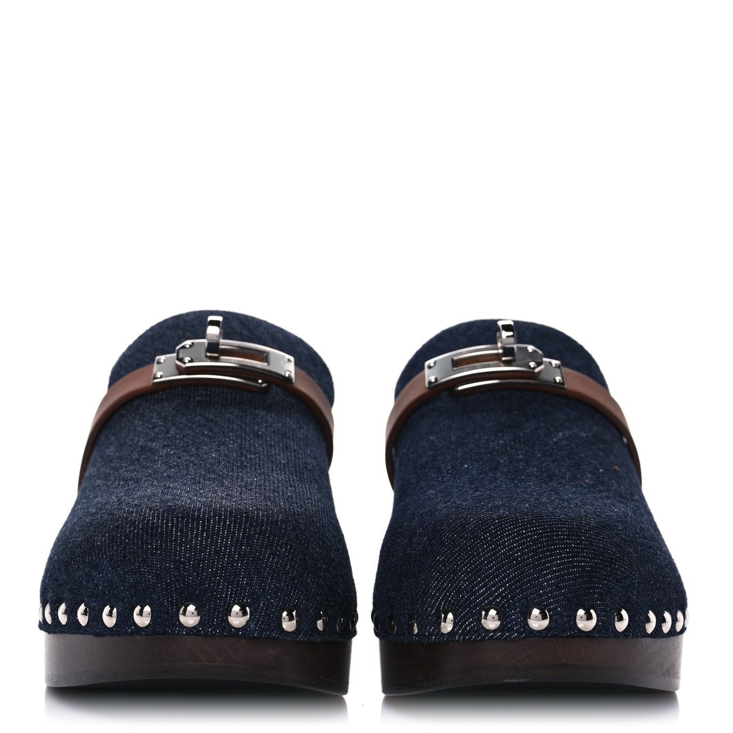 Denim Carlotta Mules 37 Bleu Brut Gold