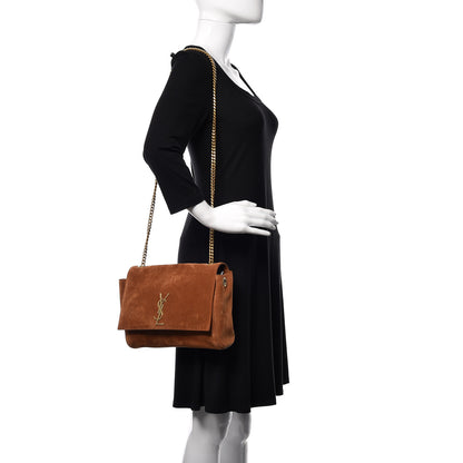 Saint Laurent Smooth Calfskin Suede Medium Reversible Monogram Kate Satchel Light Ochre 2 of 9