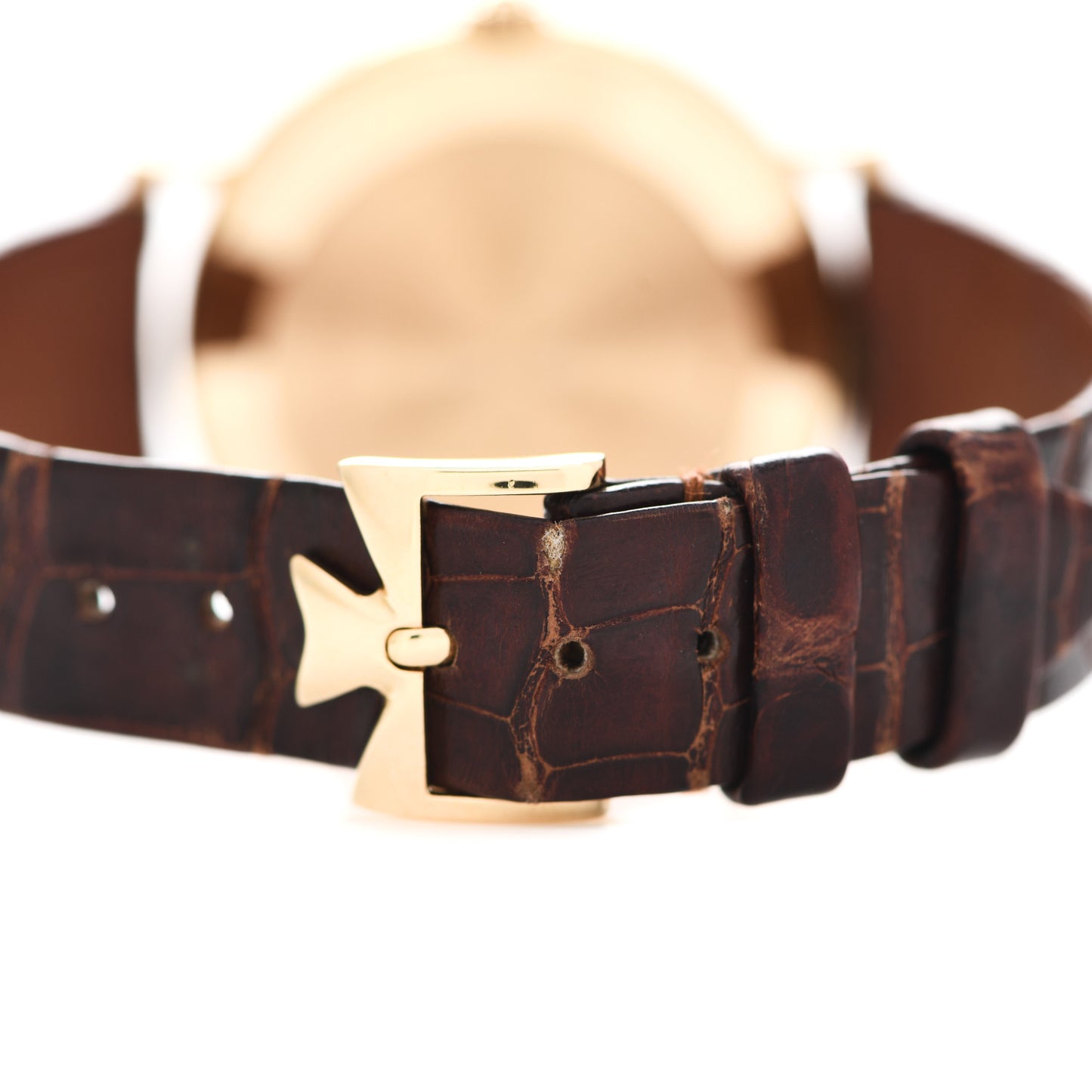 18K Yellow Gold Alligator 36mm Historiques Triple Date Calendar Manual Winding Watch 47150