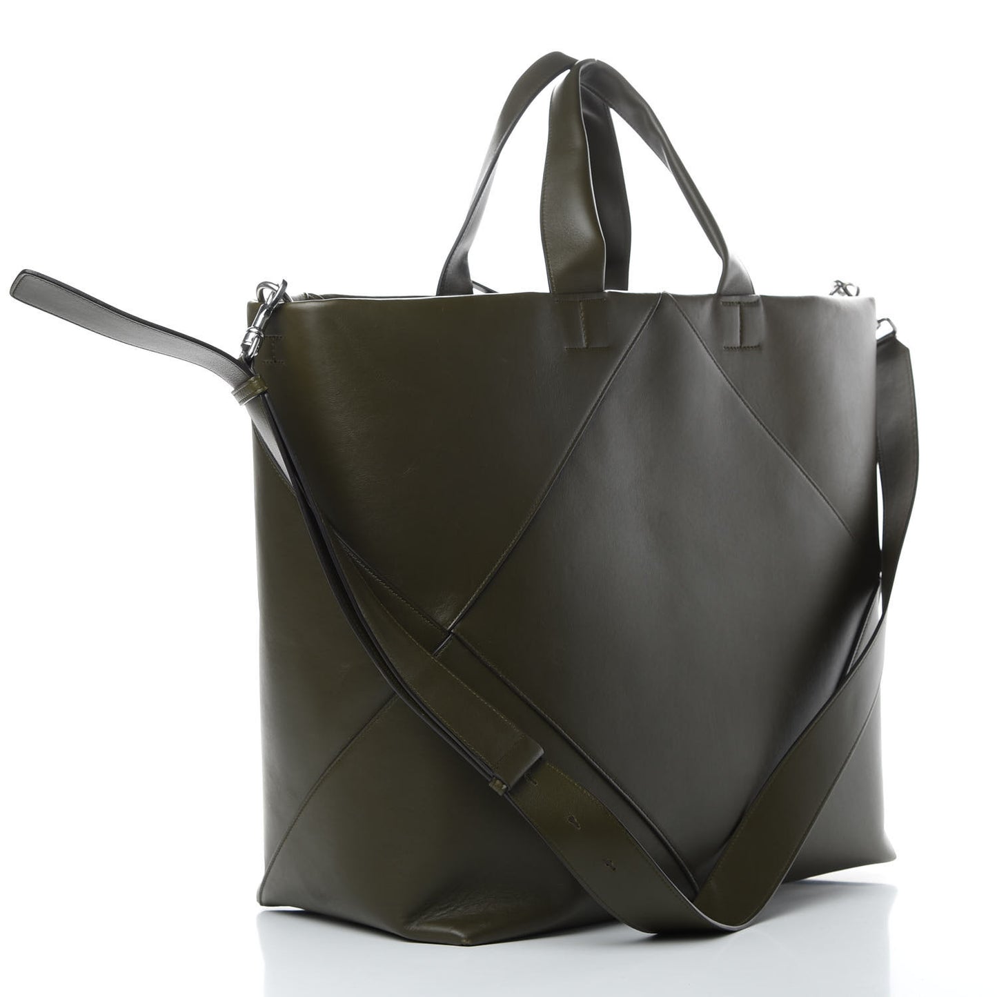 Butter Calfskin Patchwork Tote Army Green