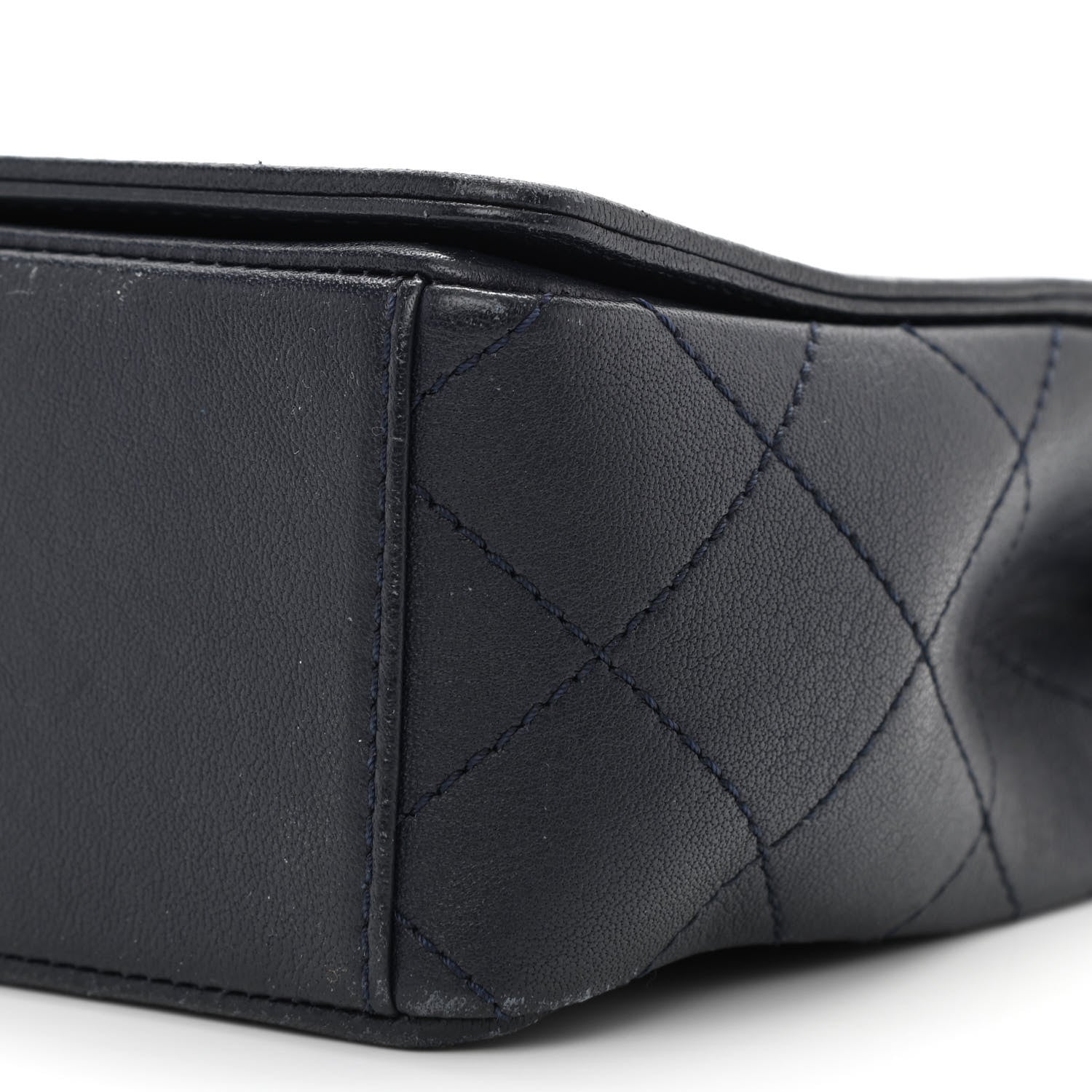 Chanel Sheepskin Quilted Vintage Mademoiselle Flap Navy 11 of 13