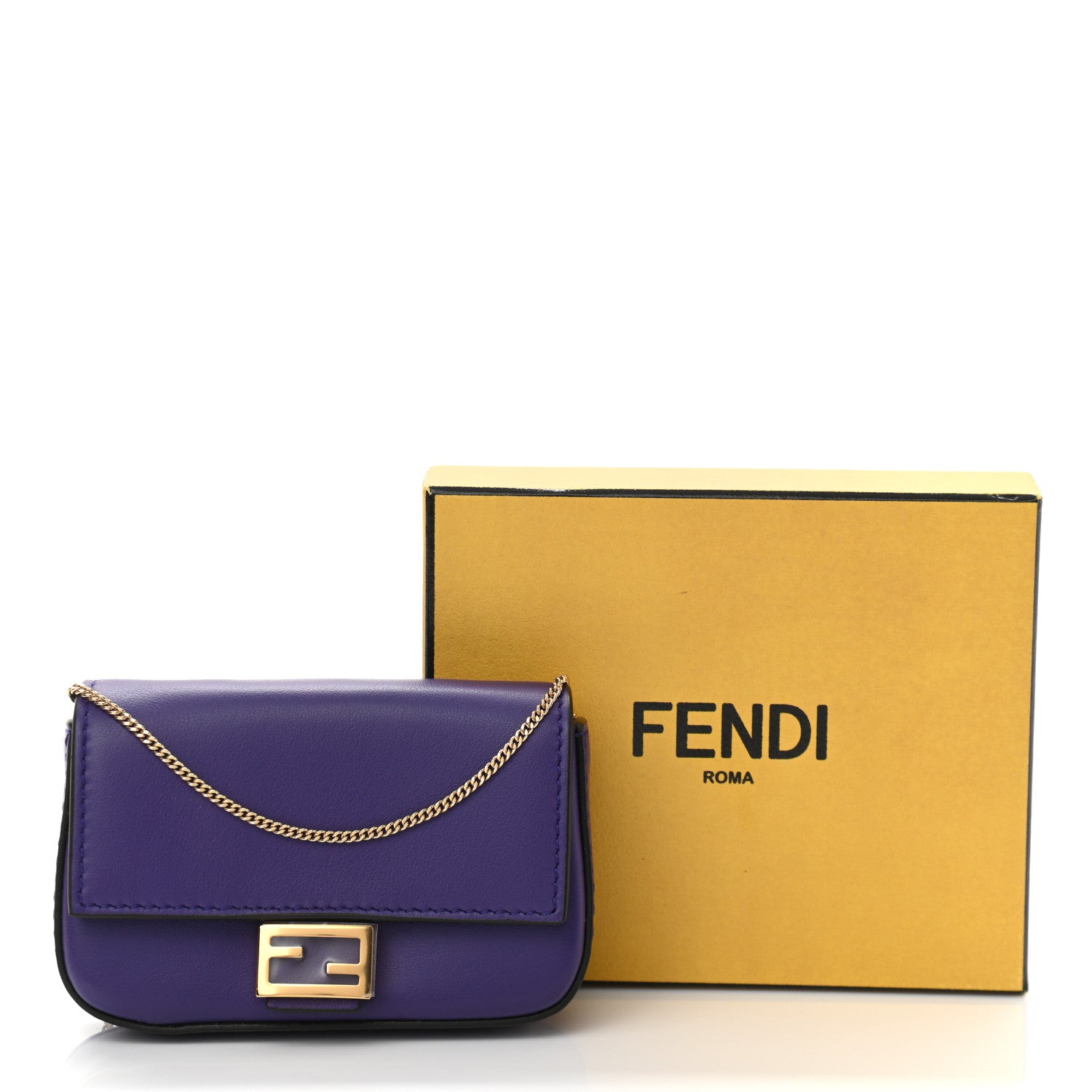 Fendi Vitello Century Opaco Nano Baguette Belt Charm Purple Rain 10 of 10