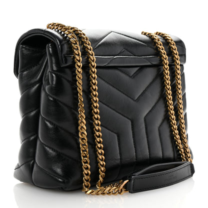 Saint Laurent Calfskin Y Quilted Monogram Small Loulou Chain Satchel Black 3 of 10