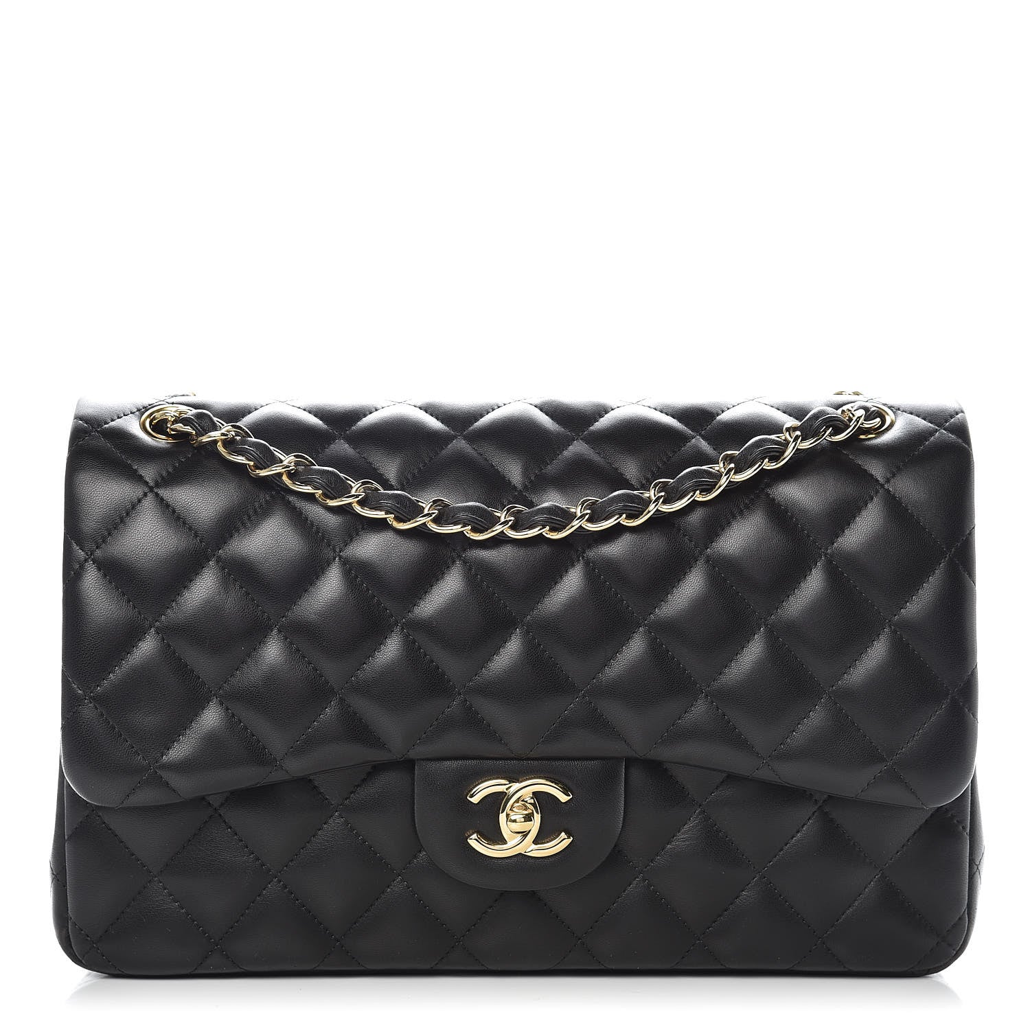 Chanel Lambskin Quilted Jumbo Double Flap Black 1 of 12