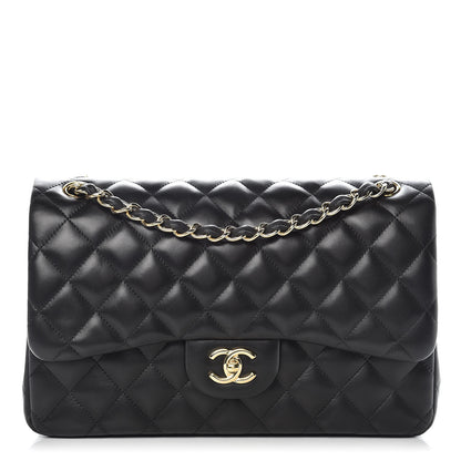 Chanel Lambskin Quilted Jumbo Double Flap Black 1 of 12