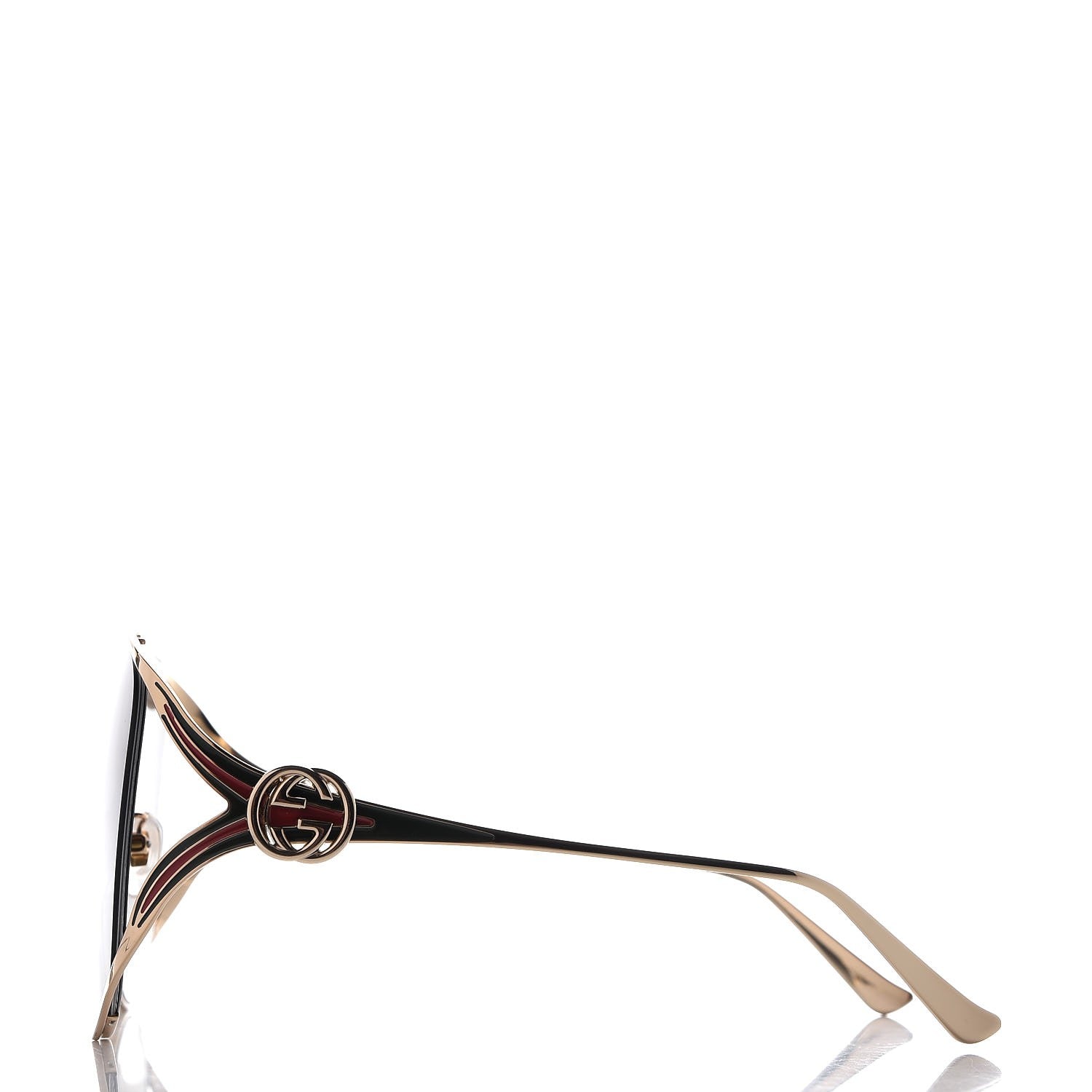 Gucci Metal Oversized Round Frame GG0225S Sunglasses Gold 3 of 9