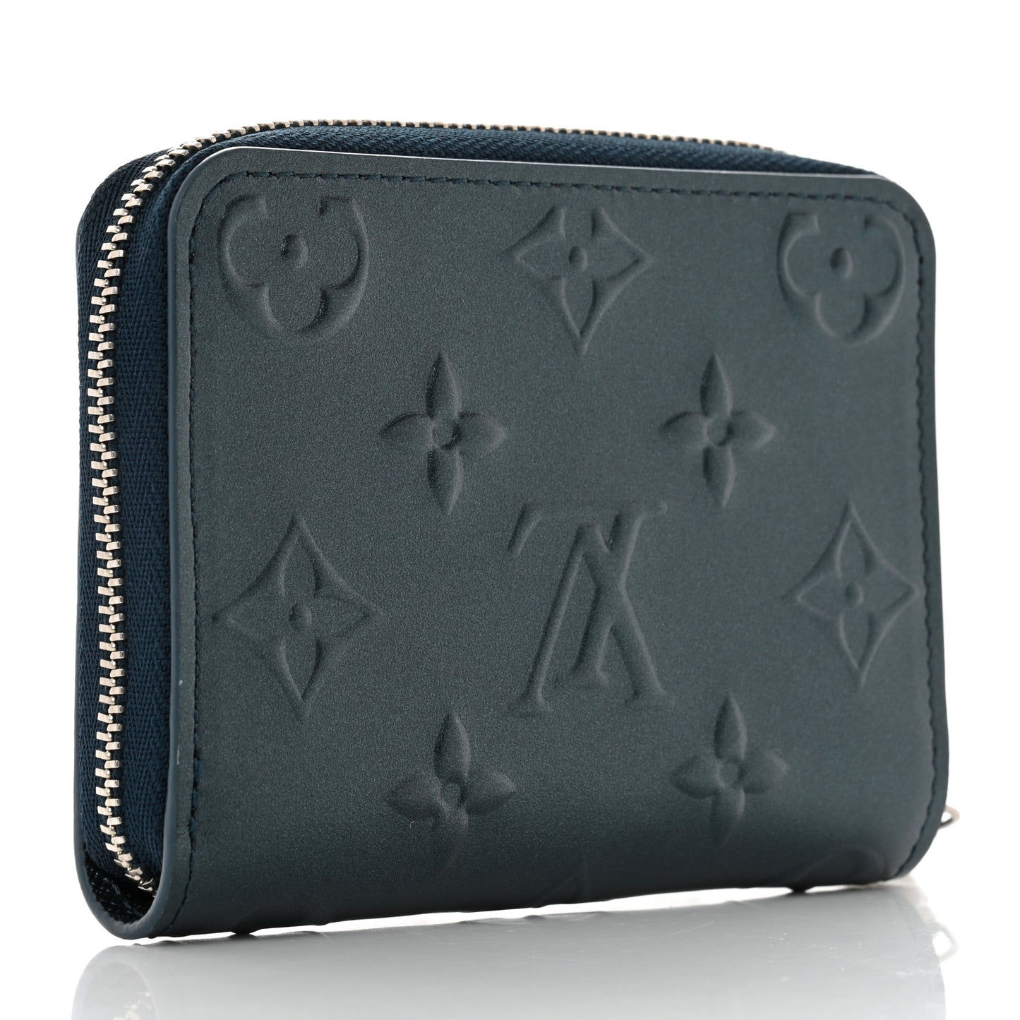 Calfskin Debossed Monogram Zippy Coin Purse Blue