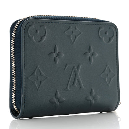 Louis Vuitton Calfskin Debossed Monogram Zippy Coin Purse Blue 3 of 8